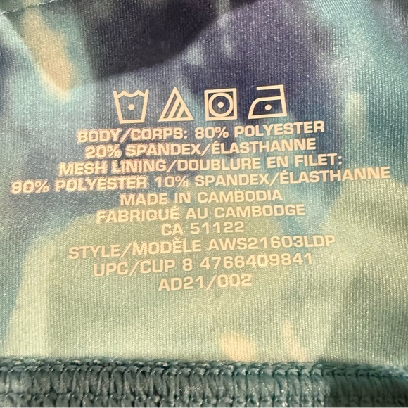 Athletic Works Sports Bra DRI-MORE TECH Blue and White Tie-Dye Women Sz XL, D34 - Picture 9 of 13